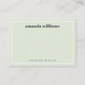 Modern light sage green name & text mini notecard visitekaartje (Voorkant)