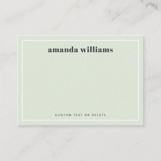 Modern light sage green name & text mini notecard visitekaartje (Voorkant)