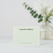 Modern light sage green name & text mini notecard visitekaartje (Staand voorkant)