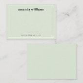Modern light sage green name & text mini notecard visitekaartje (Voorkant / Achterkant)