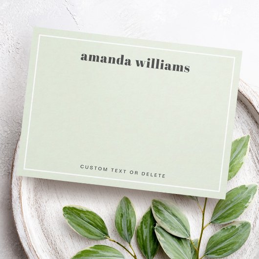 Modern light sage green name & text mini notecard visitekaartje