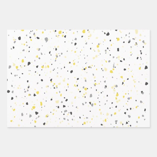 Modern Light Yellow Grey Terrazzo Pattern Inpakpapier Vel (Voorkant 3)