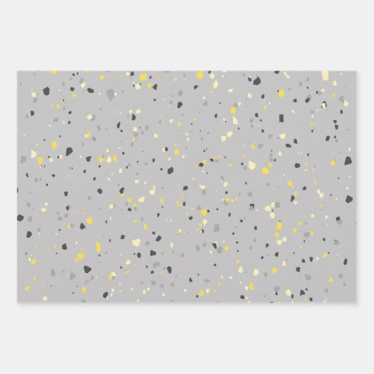 Modern Light Yellow Grey Terrazzo Pattern Inpakpapier Vel (Voorkant 2)