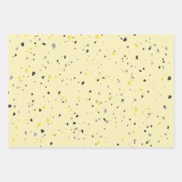 Modern Light Yellow Grey Terrazzo Pattern Inpakpapier Vel