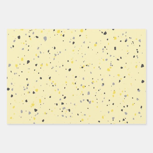 Modern Light Yellow Grey Terrazzo Pattern Inpakpapier Vel (Voorkant)