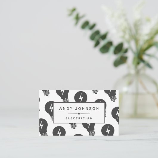 Modern Lightbulb Pattern Elektricien Onderhoud Visitekaartje (Staand voorkant)