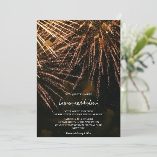 Modern Lightning Fire Wedding Kaart (Staand voorkant)