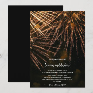 Modern Lightning Fire Wedding Kaart