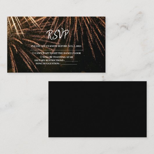 Modern Lightning Fire Wedding Rsvp Kaart (Voorkant / Achterkant)