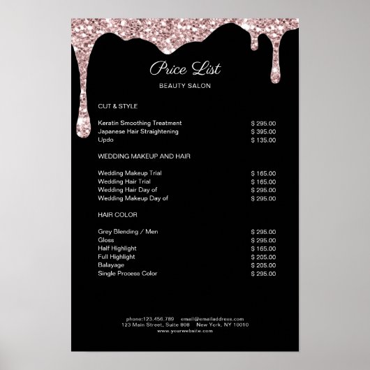 Modern Lightroze Black Glitter Preishear Poster (Voorkant)