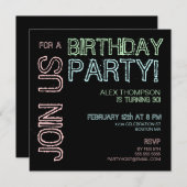 Modern Lights Birthday Party Invitation Kaart (Voorkant / Achterkant)