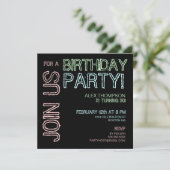 Modern Lights Birthday Party Invitation Kaart (Staand voorkant)