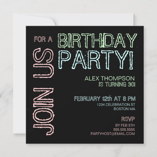 Modern Lights Birthday Party Invitation Kaart (Voorkant)