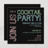 Modern Lights Cocktail Party Invitation Kaart (Voorkant / Achterkant)
