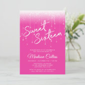 Modern Lights Hot Pink Sweet 16 Kaart (Staand voorkant)