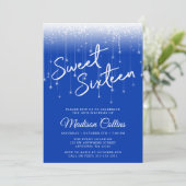 Modern Lights Royal Blue Sweet 16 Kaart (Staand voorkant)
