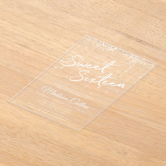 Modern Lights Sweet 16 Acryl Uitnodigingen (Laagn)