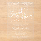 Modern Lights Sweet 16 Acryl Uitnodigingen (Voorkant)