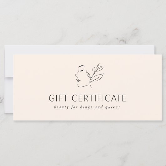 Modern, Lijnkunst, Vrouw, Blad, Salon, Beige (Voorkant)