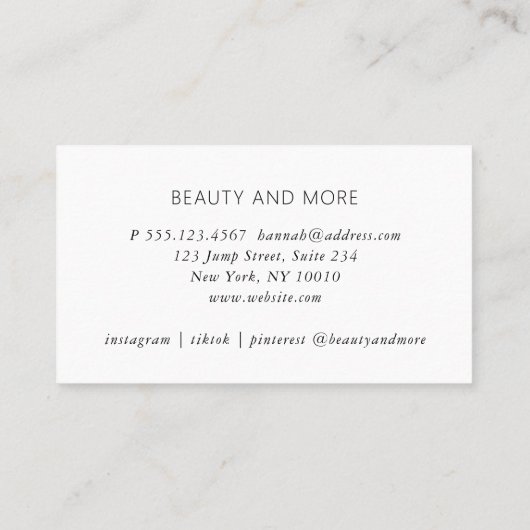 Modern, Lijnkunst, Vrouw, Blad, Salon, Beige Visitekaartje (Achterkant)