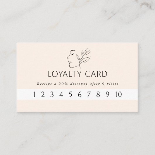 Modern, Lijnkunst, Vrouw, Blad, Salon, Beige Visitekaartje (Voorkant)