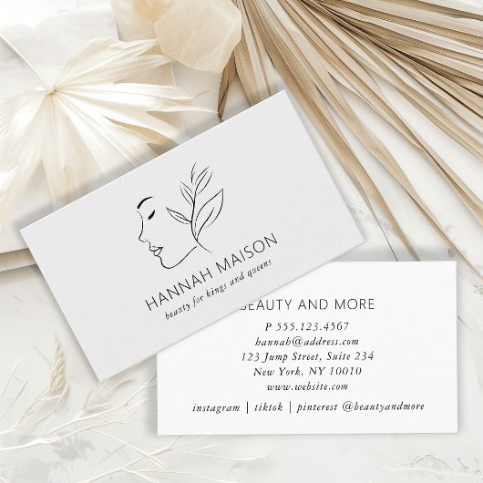 Modern, Lijnkunst, Vrouw, Bladgroen, Salon, Grijs Visitekaartje