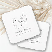 Modern, Lijnkunst, Vrouw, Bladgroen, Salon, Wit Vierkante Visitekaartje