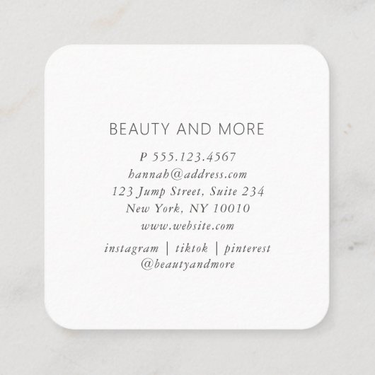 Modern, Lijnkunst, Vrouw, Bladgroen, Salon, Wit Vierkante Visitekaartje (Achterkant)