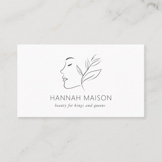 Modern, Lijnkunst, Vrouw, Bladgroen, Salon, Wit Visitekaartje (Voorkant)