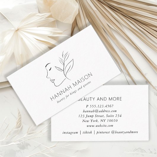 Modern, Lijnkunst, Vrouw, Bladgroen, Salon, Wit Visitekaartje