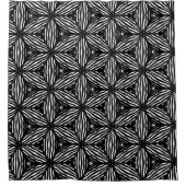 modern lijnkunst zwart-wit patroon douchegordijn (Voorkant)