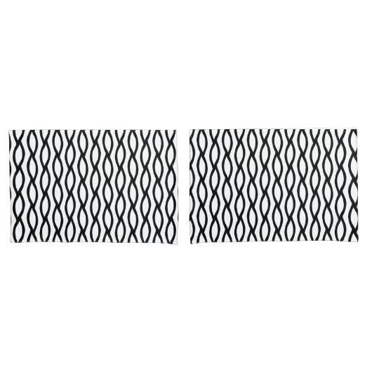 modern lijnkunst zwart-wit patroon kussensloop (Voorkant-Set)