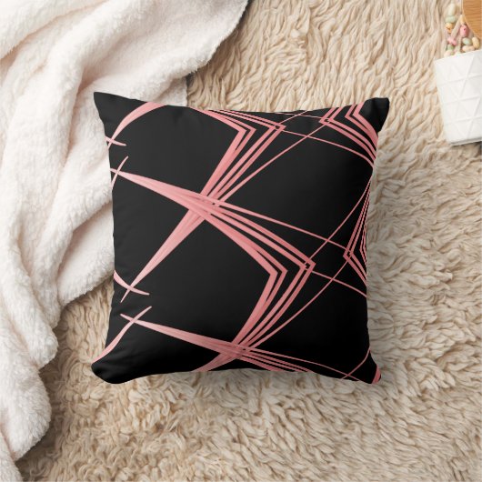 Modern lijnpatroon zwart en roze kussen (Deken)