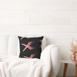 Modern Lijnpatroon Zwart En Roze Kussen