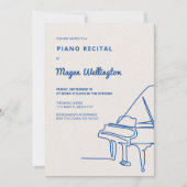 Modern Lijntekening Grand Piano Recital Kaart (Voorkant)