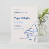 Modern Lijntekening Grand Piano Recital Kaart (Staand voorkant)
