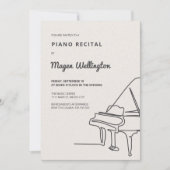 Modern Lijntekening Grand Piano Recital Kaart (Voorkant)