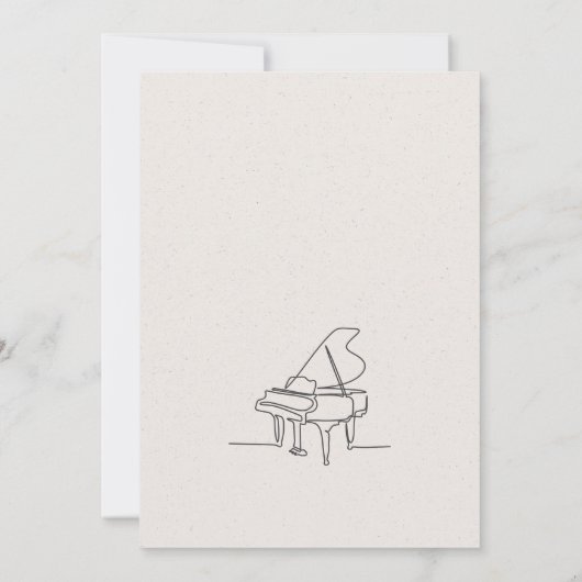 Modern Lijntekening Grand Piano Recital Kaart (Achterkant)