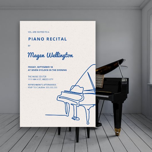 Modern Lijntekening Grand Piano Recital Kaart