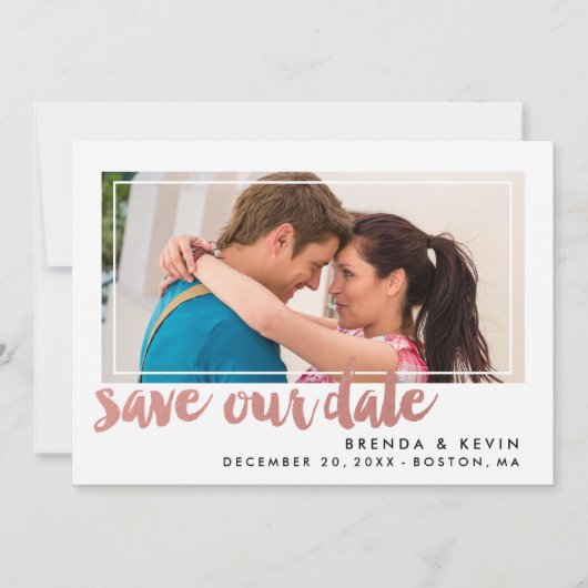 Modern Lijst | De bekendmaking van de datum opslaa Save The Date (Voorkant)