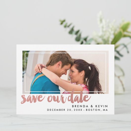 Modern Lijst | De bekendmaking van de datum opslaa Save The Date (Staand voorkant)