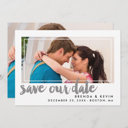 Modern Lijst | De bekendmaking van de datum opslaa Save The Date (Voorkant / Achterkant)