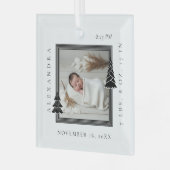 Modern Lijst Evergreen Trees Foto Lijst Geboorte Glas Ornament (Voorkant links)