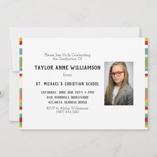 Modern Lijst Foto Elementair Afstuderen Kaart (Achterkant)