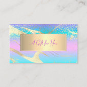 Modern Lijst, Gouden Confetti Holografische Opal Kortingskaartje (Voorkant)