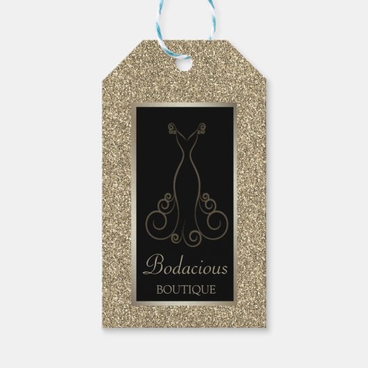 Modern Lijst, goudglitter, dress price Labels Cadeaulabel (Voorkant)