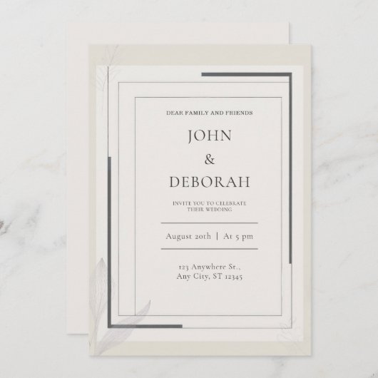 Modern Lijst huwelijksuitnodiging Kaart (Voorkant / Achterkant)