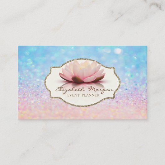 Modern Lijst Lotus Flower Glitter Bokeh Ombre Visitekaartje (Voorkant)