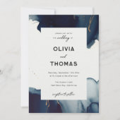 Modern Lijst Marine Blauw Goud Elegant Strand Brui Kaart (Voorkant)