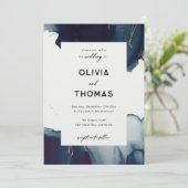 Modern Lijst Marine Blauw Goud Elegant Strand Brui Kaart (Staand voorkant)